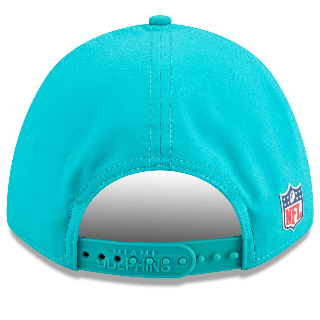 Miami Dolphins New Era 2025 Sideline M-Crown 9FORTY Adjustable Hat Aqua | NFL