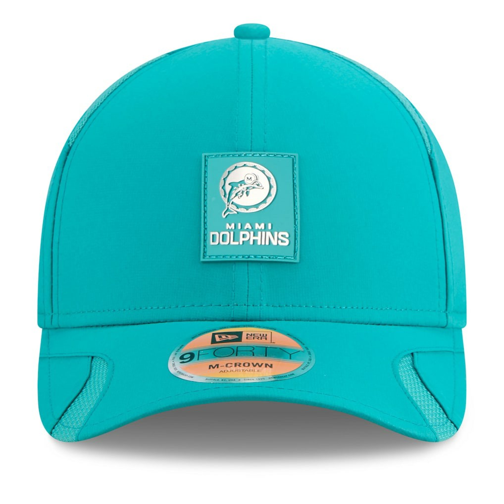 Miami Dolphins New Era 2025 Sideline Throwback M-Crown 9FORTY Adjustable Hat Aqua | NFL