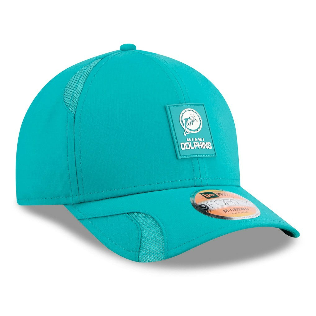 Miami Dolphins New Era 2025 Sideline Throwback M-Crown 9FORTY Adjustable Hat Aqua | NFL