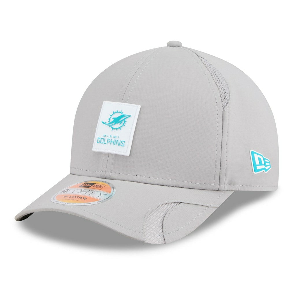Miami Dolphins New Era 2025 Sideline M-Crown 9FORTY Adjustable Hat Gray | NFL