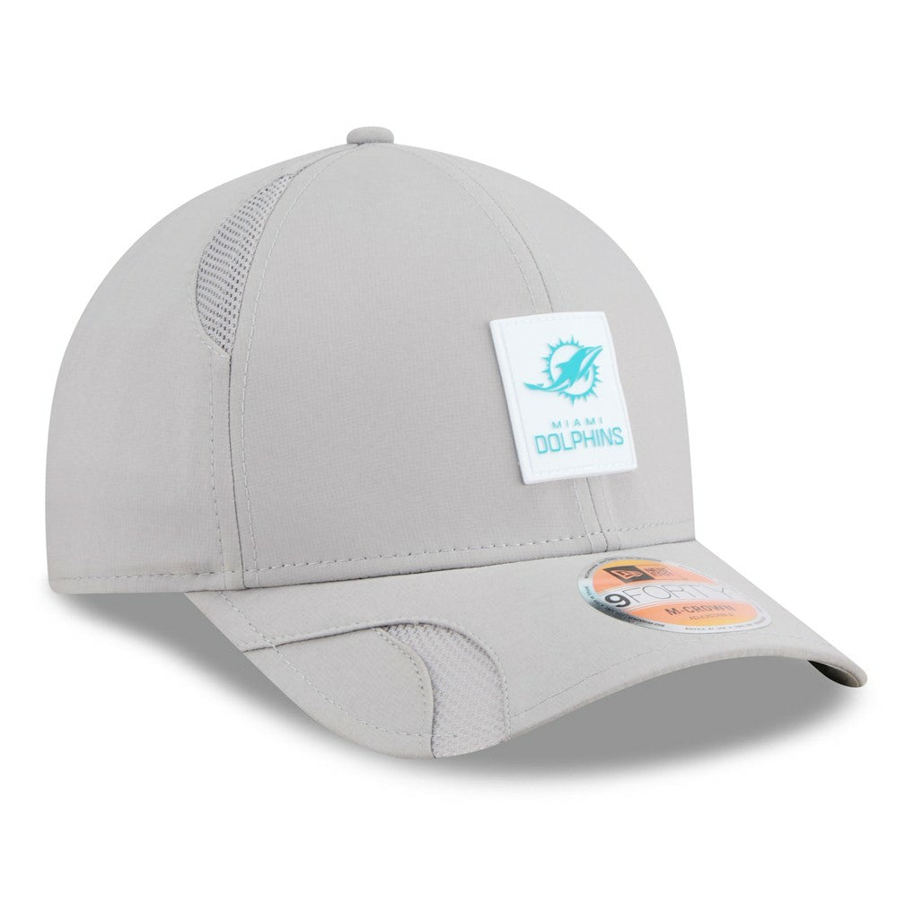 Miami Dolphins New Era 2025 Sideline M-Crown 9FORTY Adjustable Hat Gray | NFL