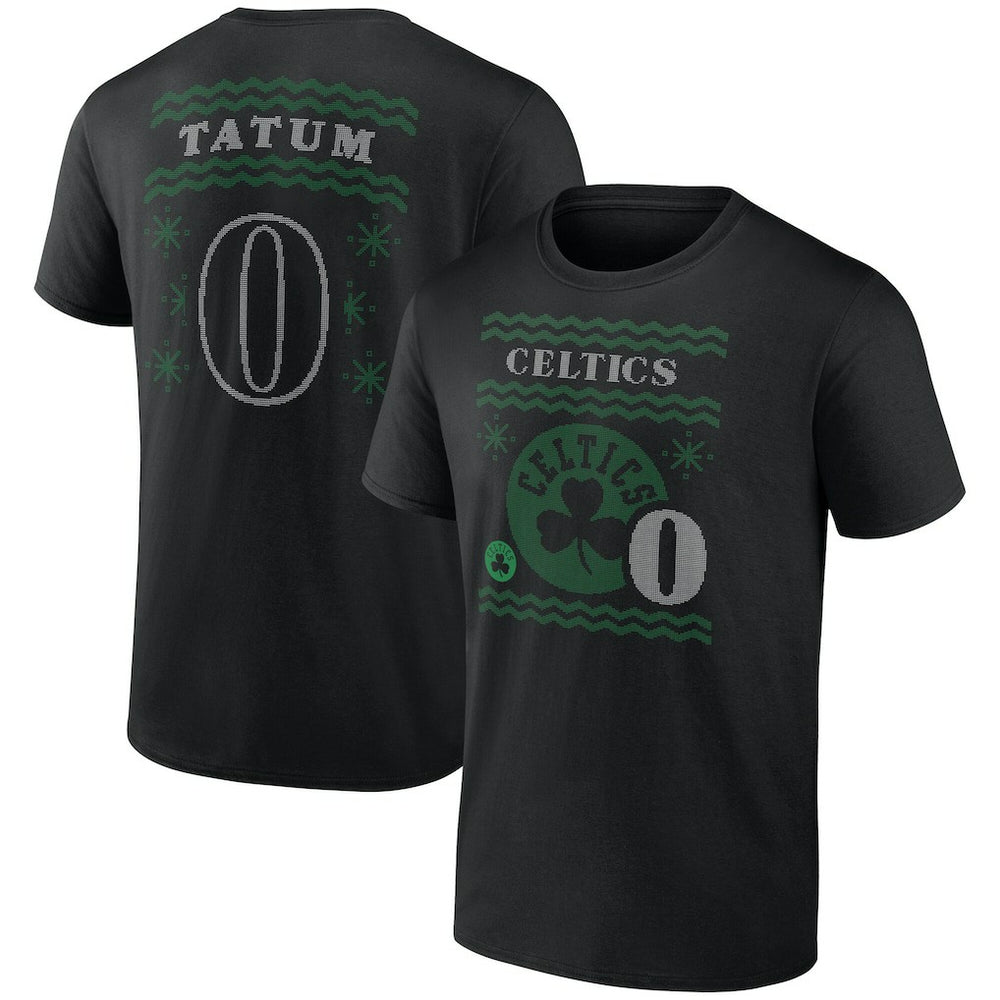 Jayson Tatum Boston Celtics Ugly Sweater Name & Number T-Shirt Black - NBA