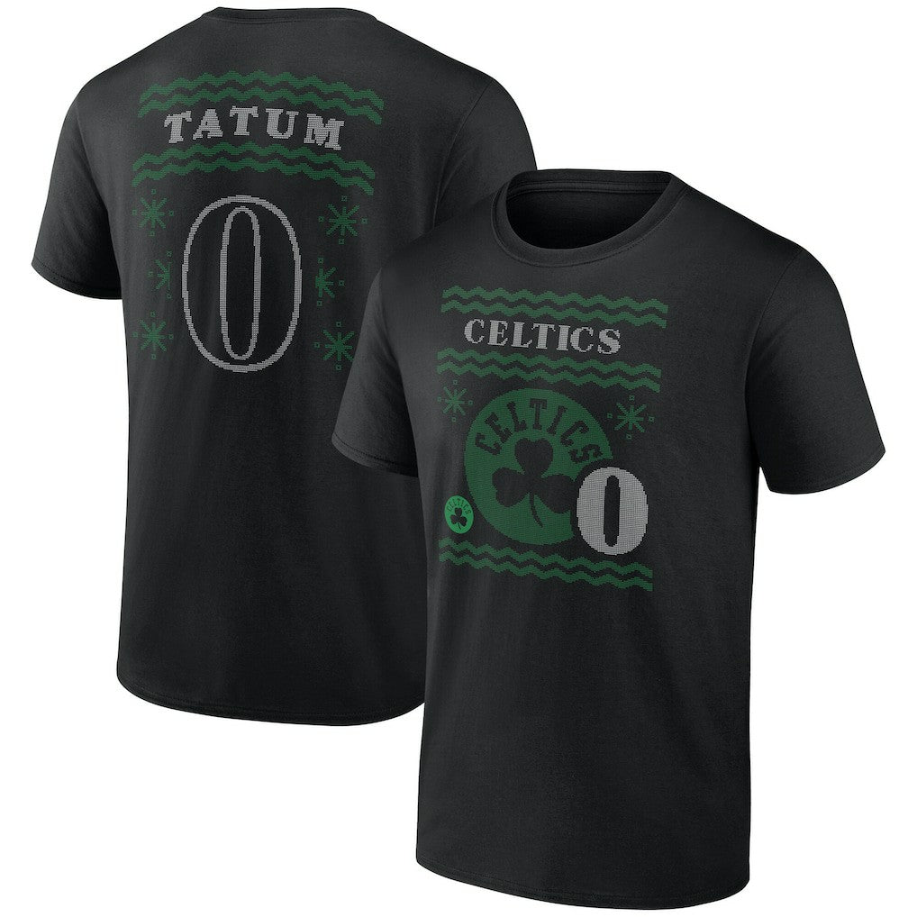 Jayson Tatum Boston Celtics Ugly Sweater Name & Number T-Shirt Black - NBA