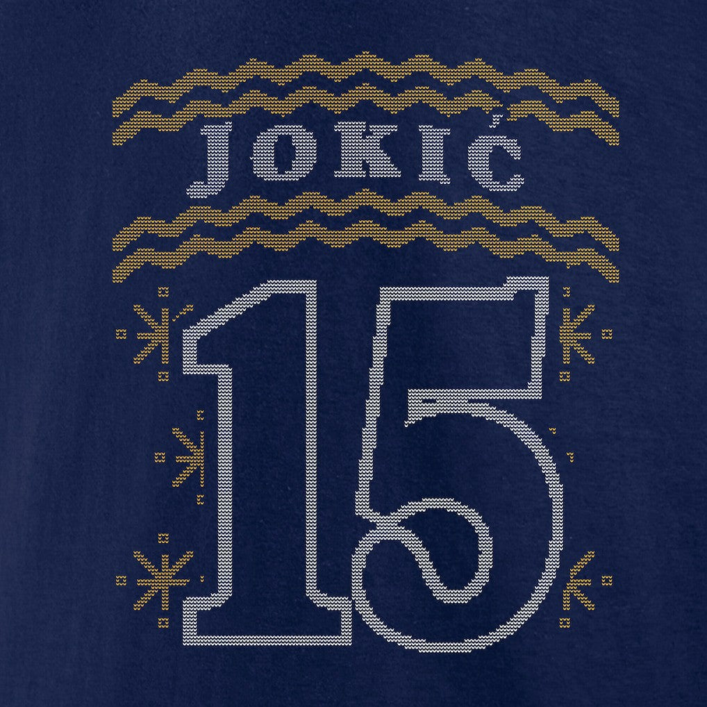 Nikola Jokic Denver Nuggets Ugly Sweater Name & Number T-Shirt Navy - NBA
