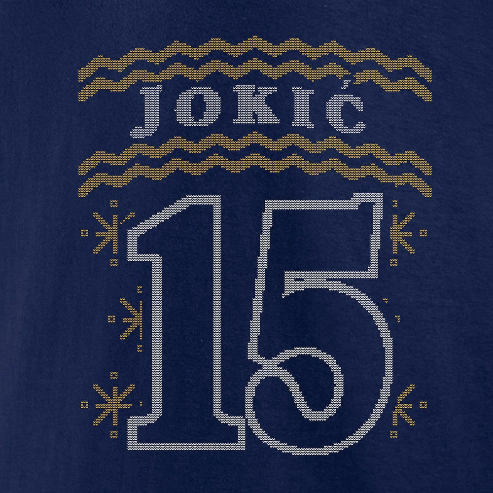 Nikola Jokic Denver Nuggets Ugly Sweater Name & Number T-Shirt Navy - NBA