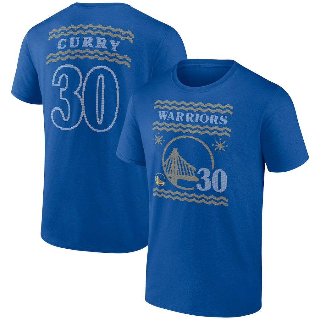 Stephen Curry Golden State Warriors Ugly Sweater Name & Number T-Shirt Royal - NBA