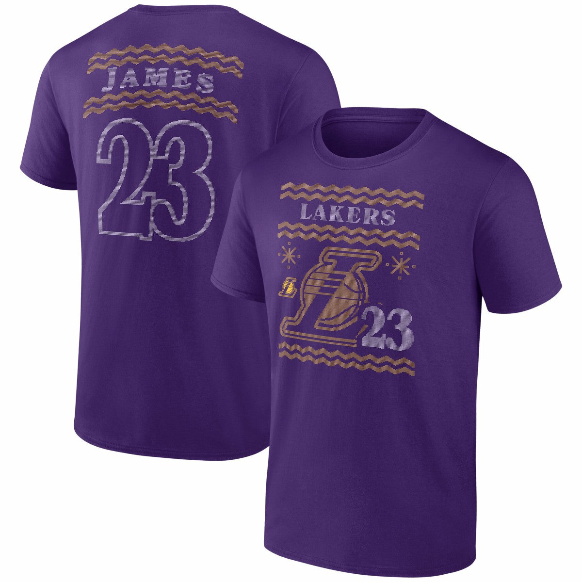 LeBron James Los Angeles Lakers Ugly Sweater Name & Number T-Shirt Purple - NBA
