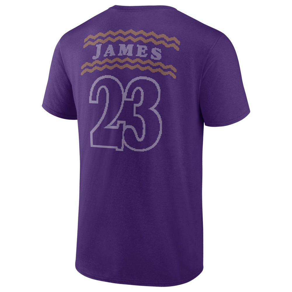 LeBron James Los Angeles Lakers Ugly Sweater Name & Number T-Shirt Purple - NBA
