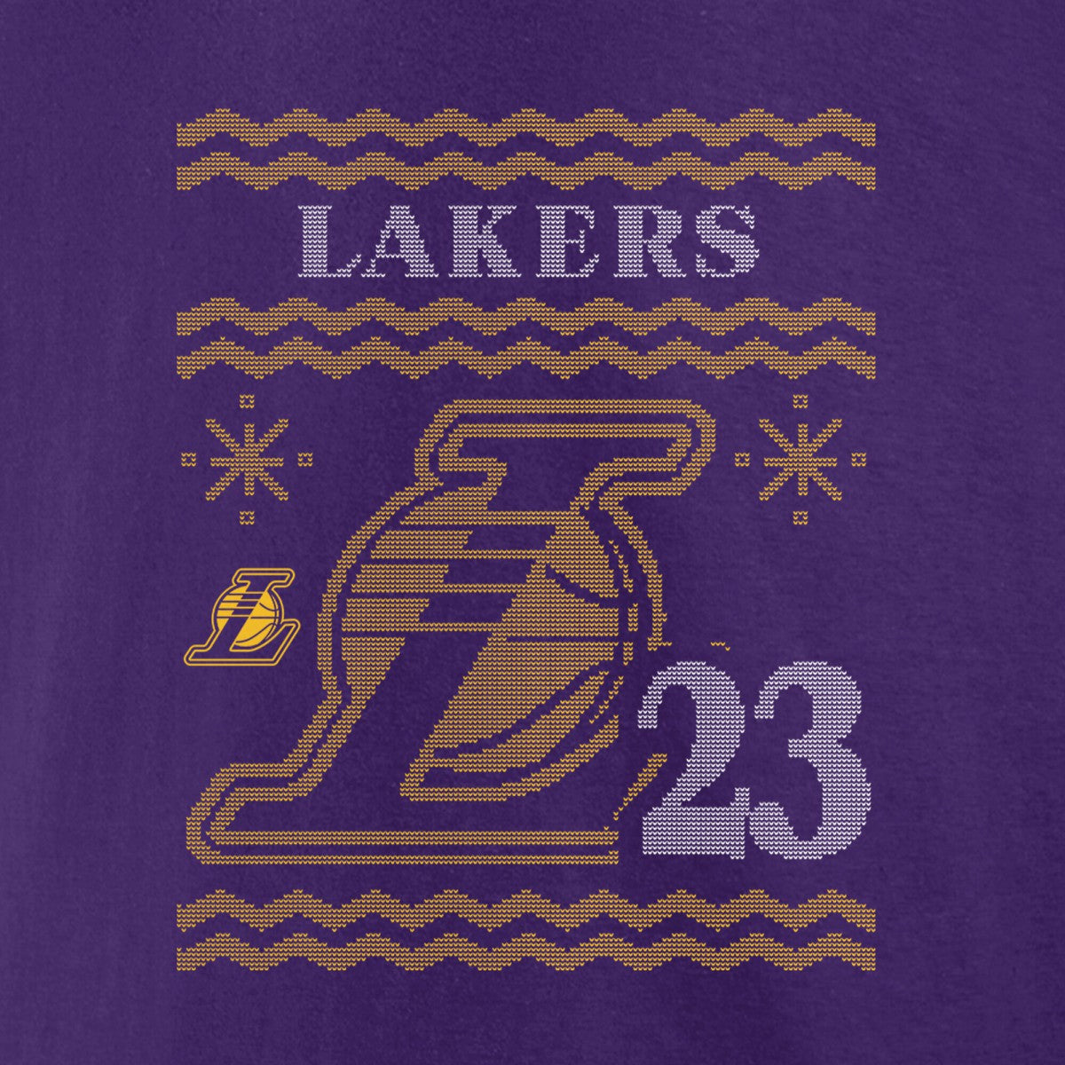 LeBron James Los Angeles Lakers Ugly Sweater Name & Number T-Shirt Purple - NBA
