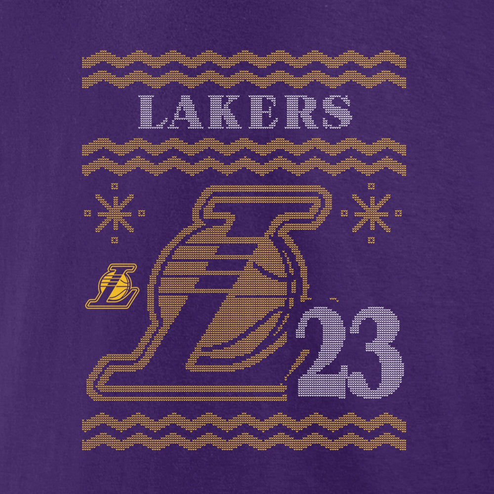 LeBron James Los Angeles Lakers Ugly Sweater Name & Number T-Shirt Purple - NBA