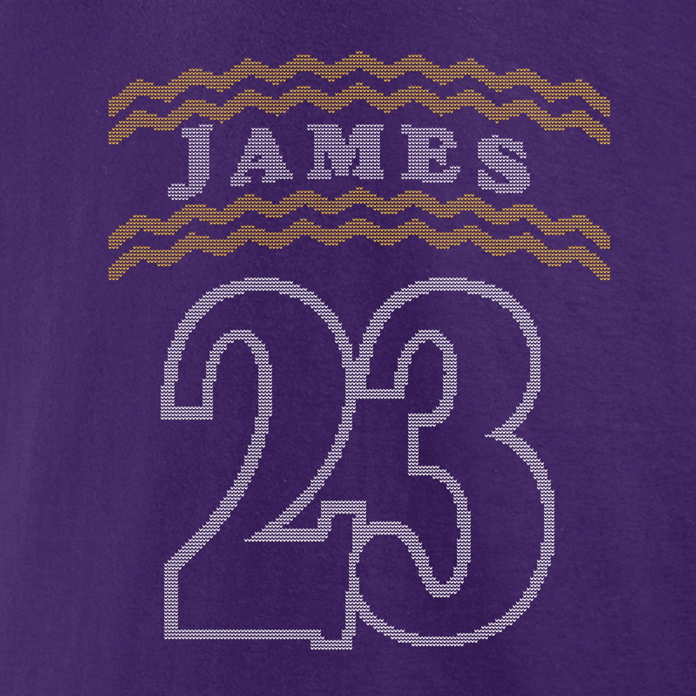 LeBron James Los Angeles Lakers Ugly Sweater Name & Number T-Shirt Purple - NBA