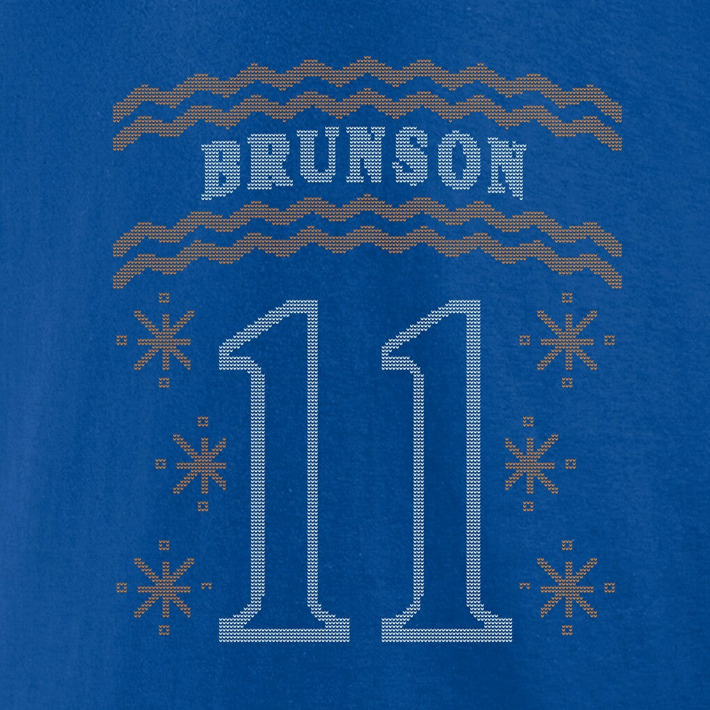 Jalen Brunson New York Knicks Ugly Sweater Name & Number T-Shirt Blue - NBA