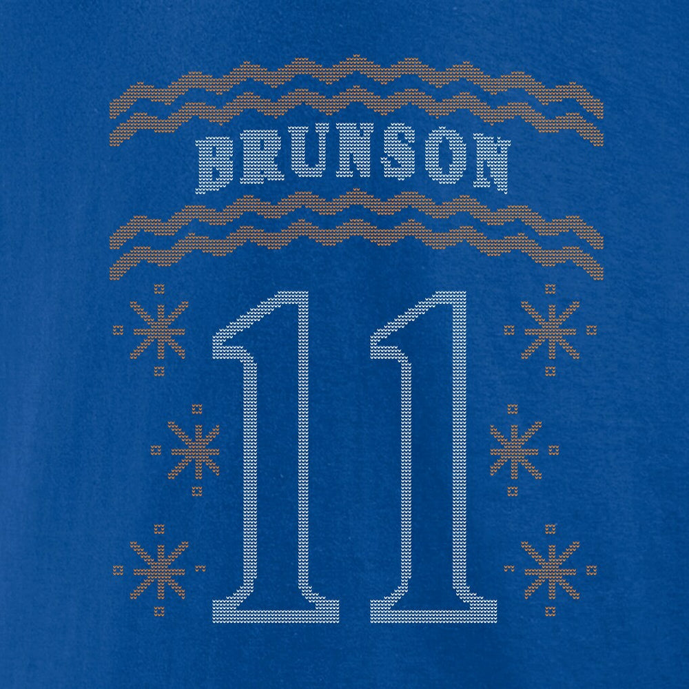 Jalen Brunson New York Knicks Ugly Sweater Name & Number T-Shirt Blue - NBA