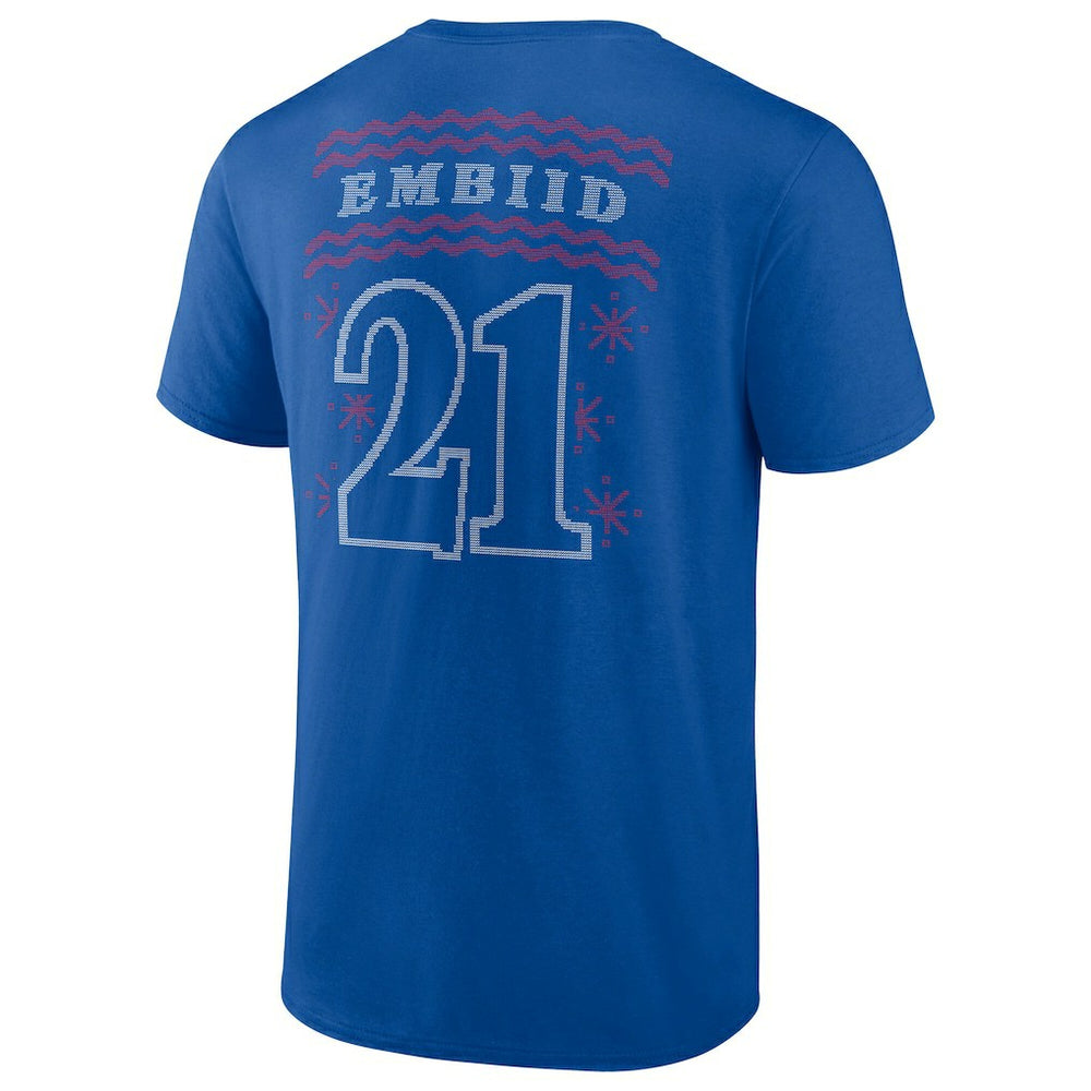 Joel Embiid Philadelphia 76ers Ugly Sweater Name & Number T-Shirt Royal - NBA