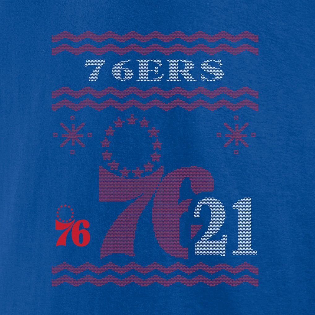 Joel Embiid Philadelphia 76ers Ugly Sweater Name & Number T-Shirt Royal - NBA