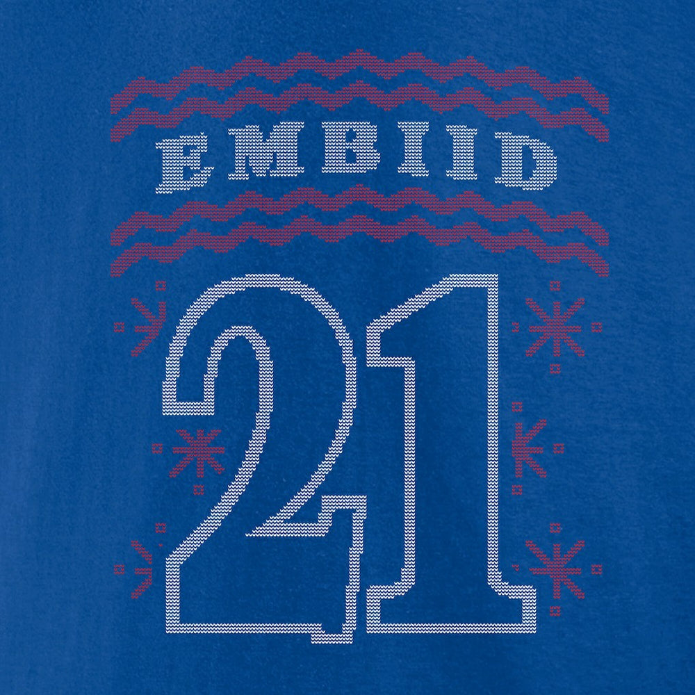 Joel Embiid Philadelphia 76ers Ugly Sweater Name & Number T-Shirt Royal - NBA