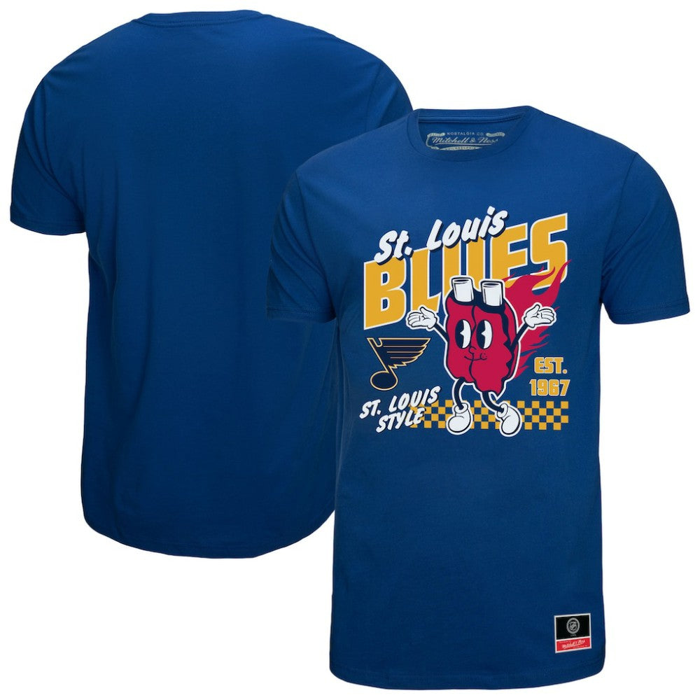 St. Louis Blues Mitchell & Ness Local Food T-Shirt - Blue - NHL