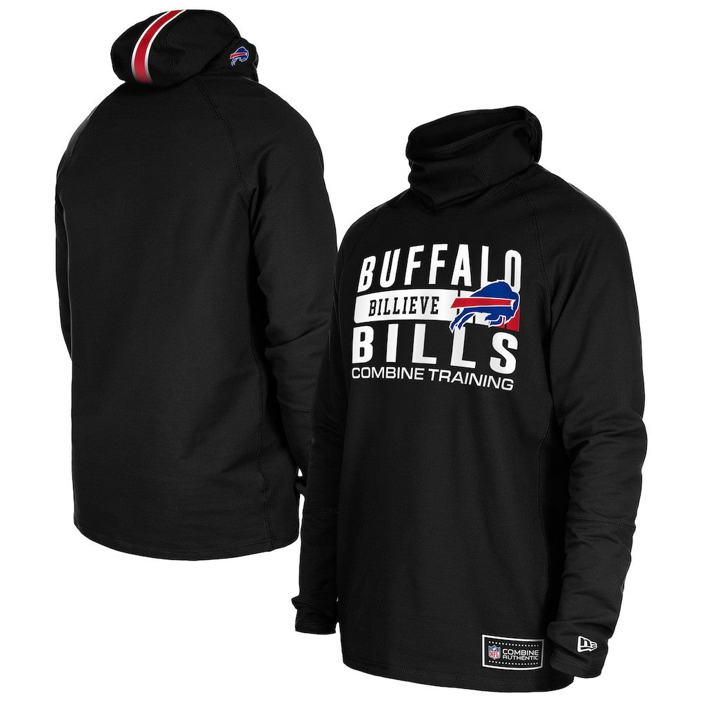 Buffalo Bills New Era Functional Fandom Balaclava Helmet Stripe Tri-Blend Hoodie Black | NFL