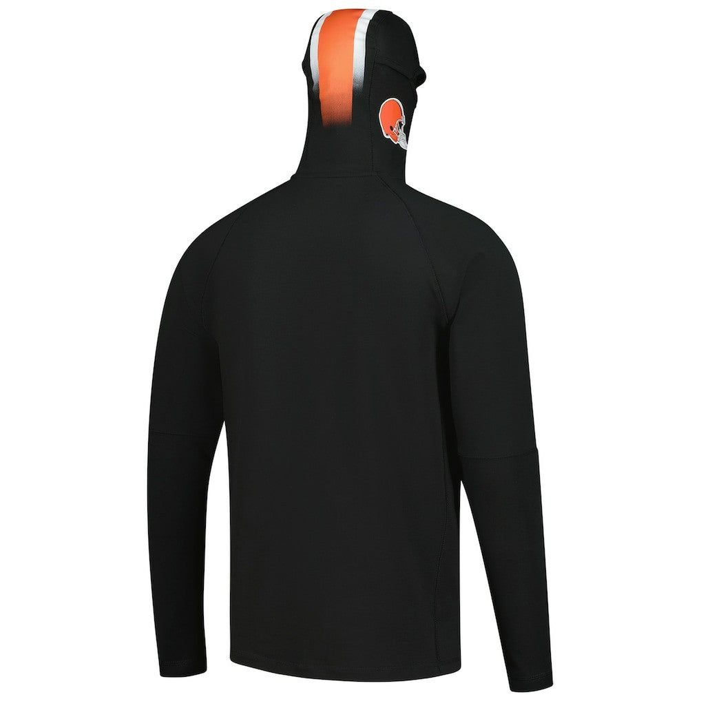 Cleveland Browns New Era Functional Fandom Balaclava Helmet Stripe Tri-Blend Hoodie Black | NFL