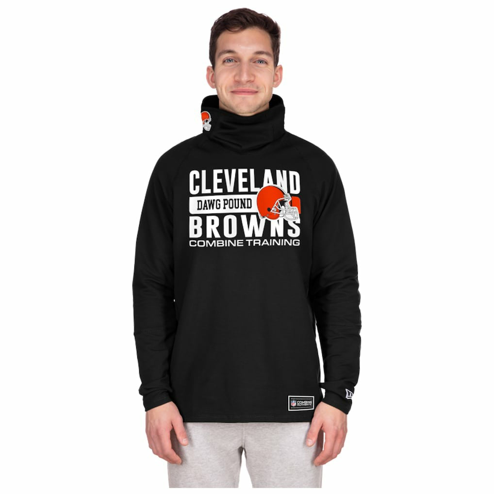 Cleveland Browns New Era Functional Fandom Balaclava Helmet Stripe Tri-Blend Hoodie Black | NFL