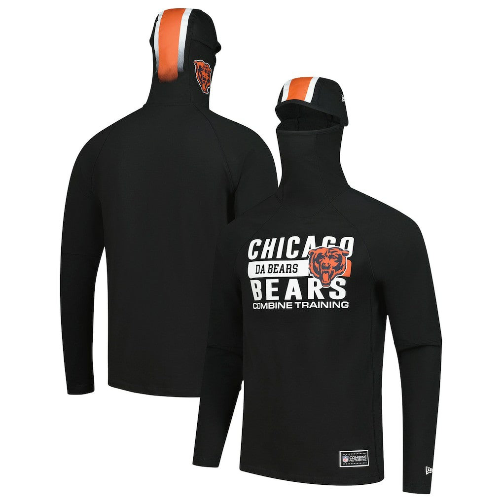 Chicago Bears New Era Functional Fandom Balaclava Helmet Stripe Tri-Blend Hoodie Black | NFL