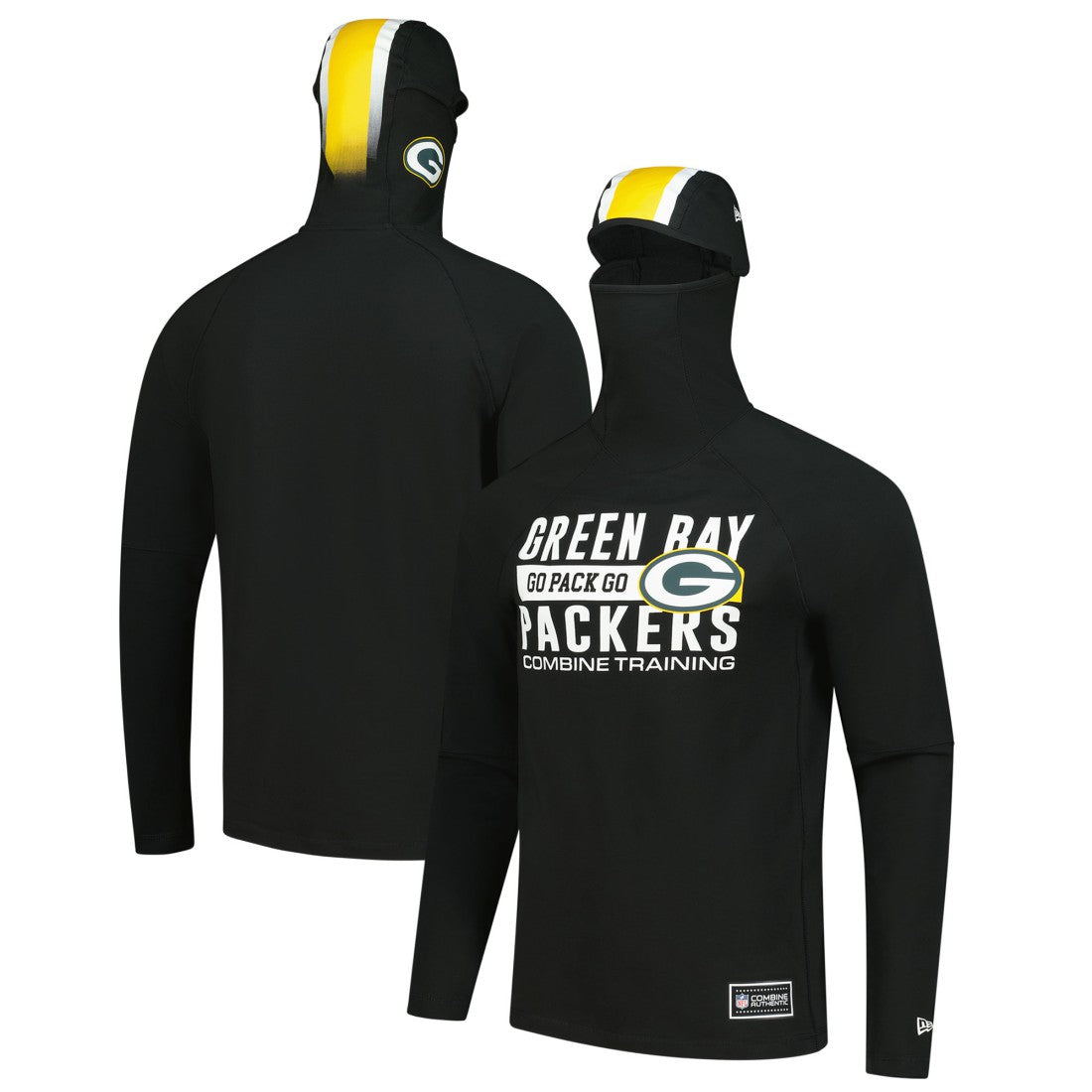Green Bay Packers New Era Functional Fandom Balaclava Helmet Stripe Tri-Blend Hoodie Black | NFL