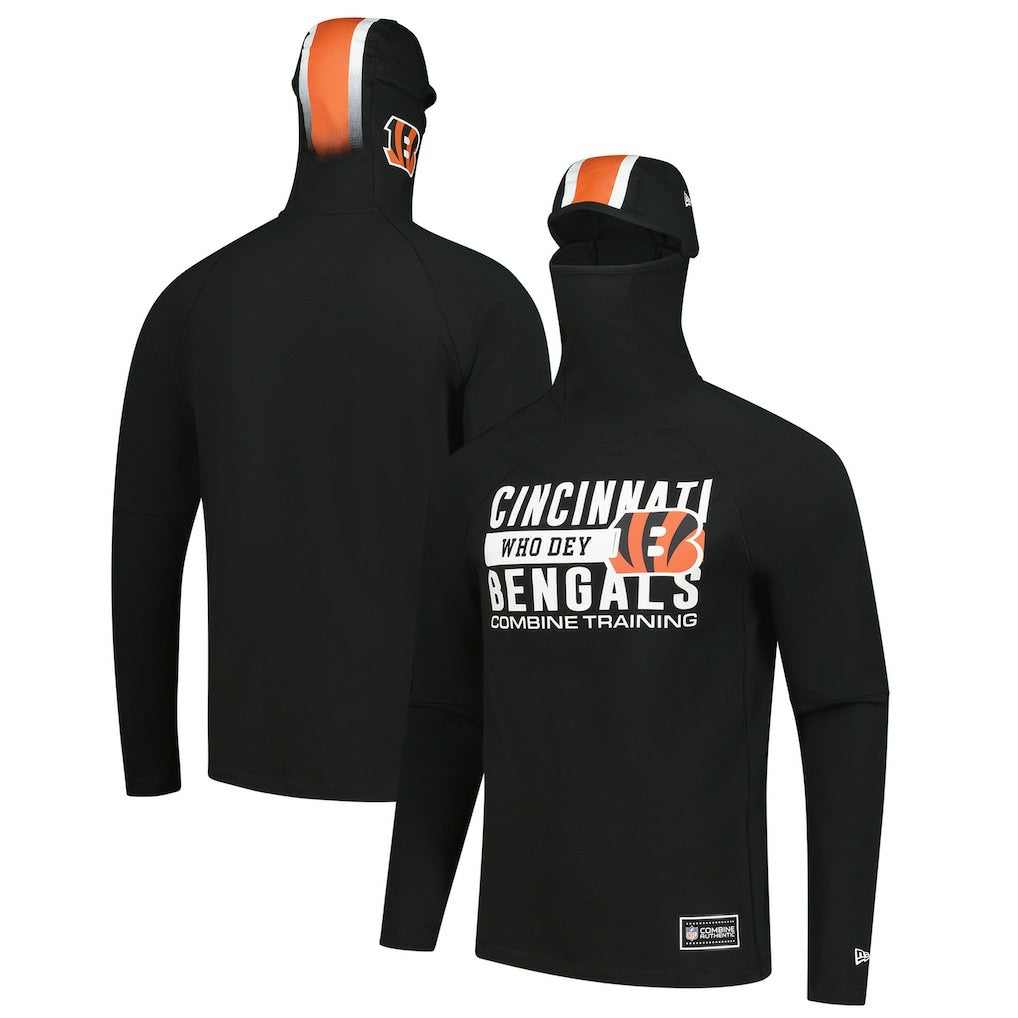 Cincinnati Bengals New Era Functional Fandom Balaclava Helmet Stripe Tri-Blend Hoodie Black | NFL