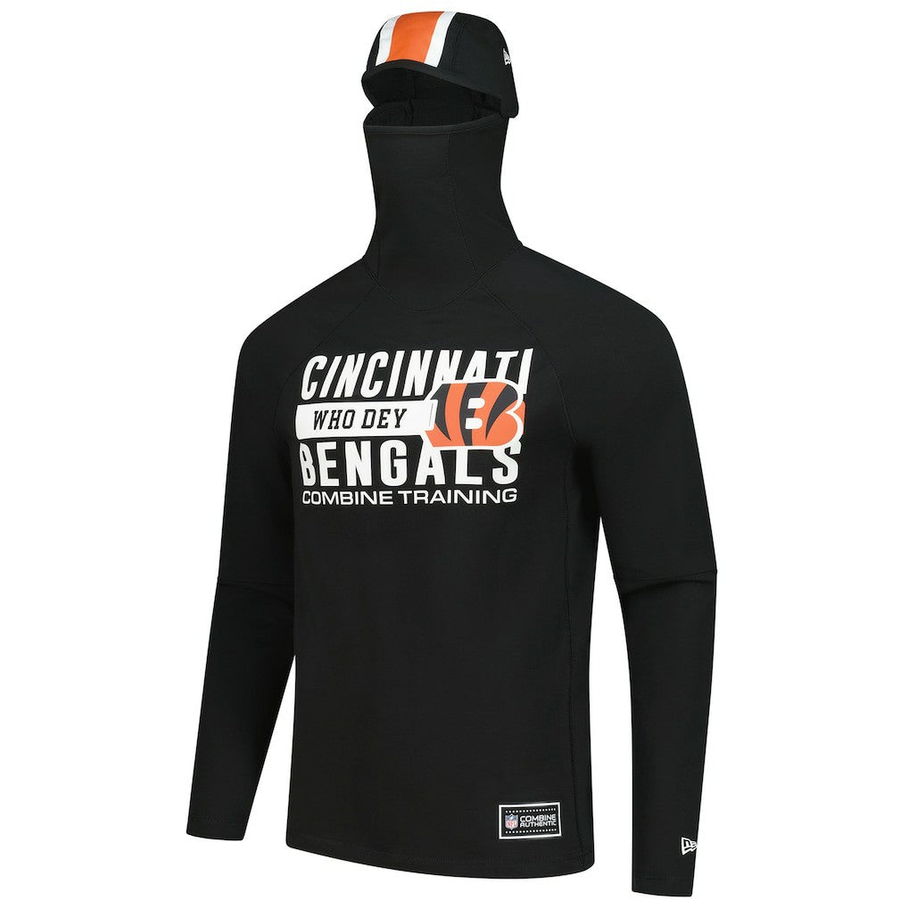 Cincinnati Bengals New Era Functional Fandom Balaclava Helmet Stripe Tri-Blend Hoodie Black | NFL
