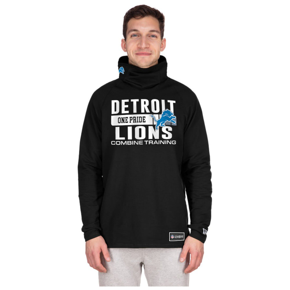 Detroit Lions New Era Functional Fandom Balaclava Helmet Stripe Tri-Blend Hoodie Black | NFL