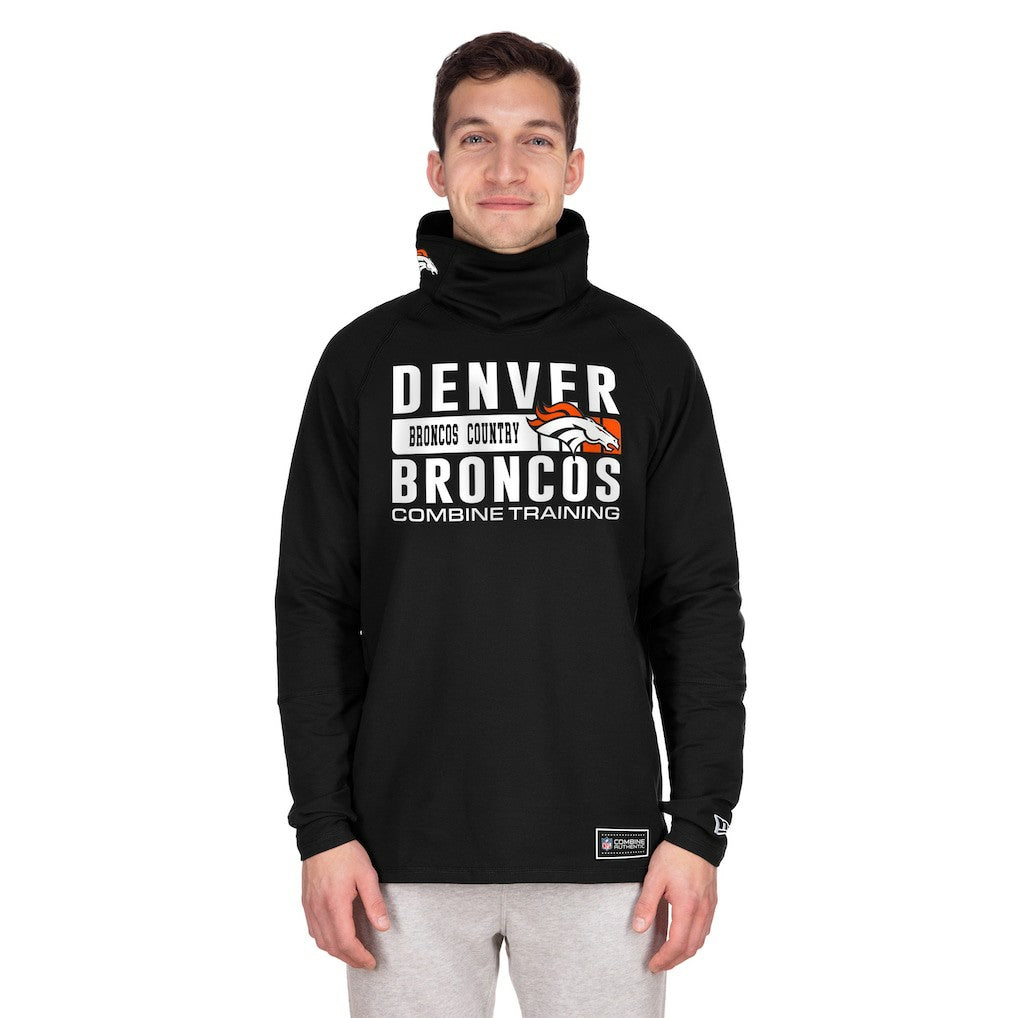 Denver Broncos New Era Functional Fandom Balaclava Helmet Stripe Tri-Blend Hoodie Black | NFL