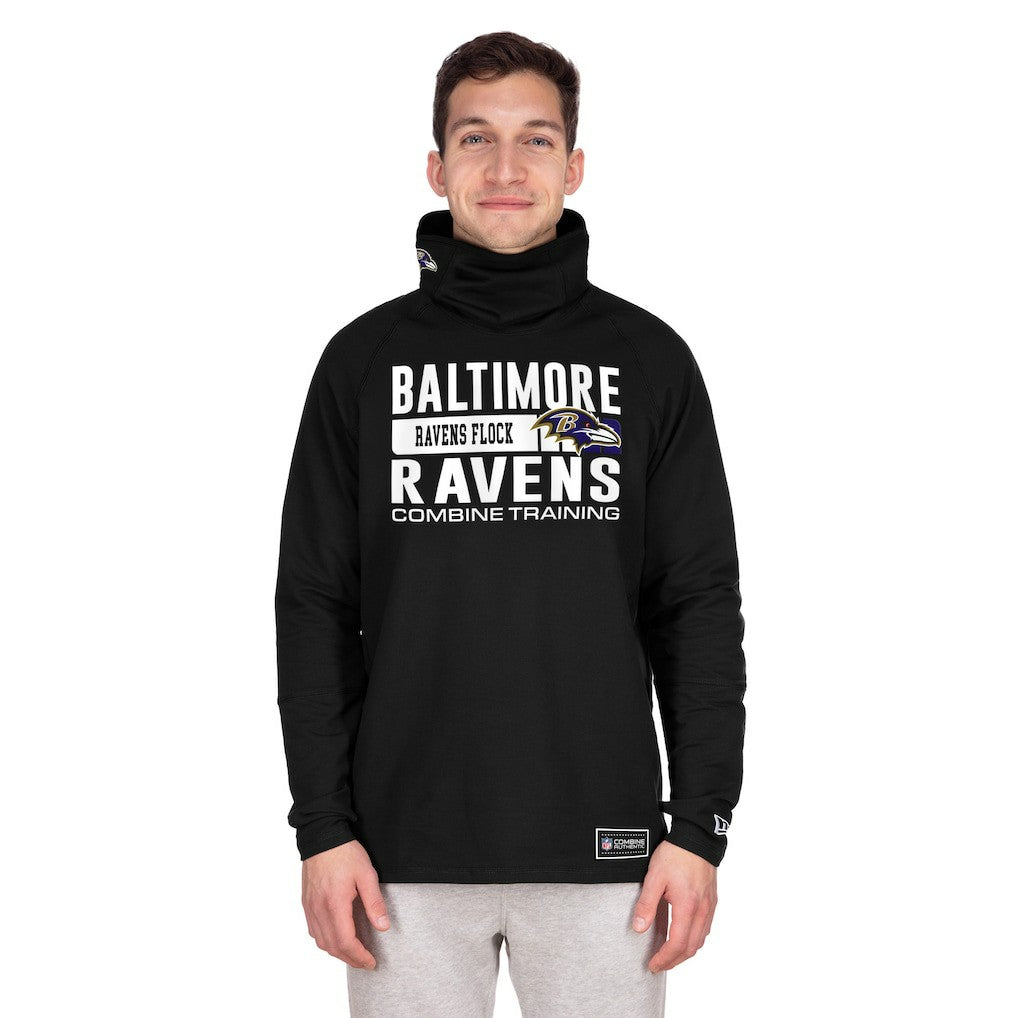 Baltimore Ravens New Era Functional Fandom Balaclava Helmet Stripe Tri-Blend Hoodie Black | NFL