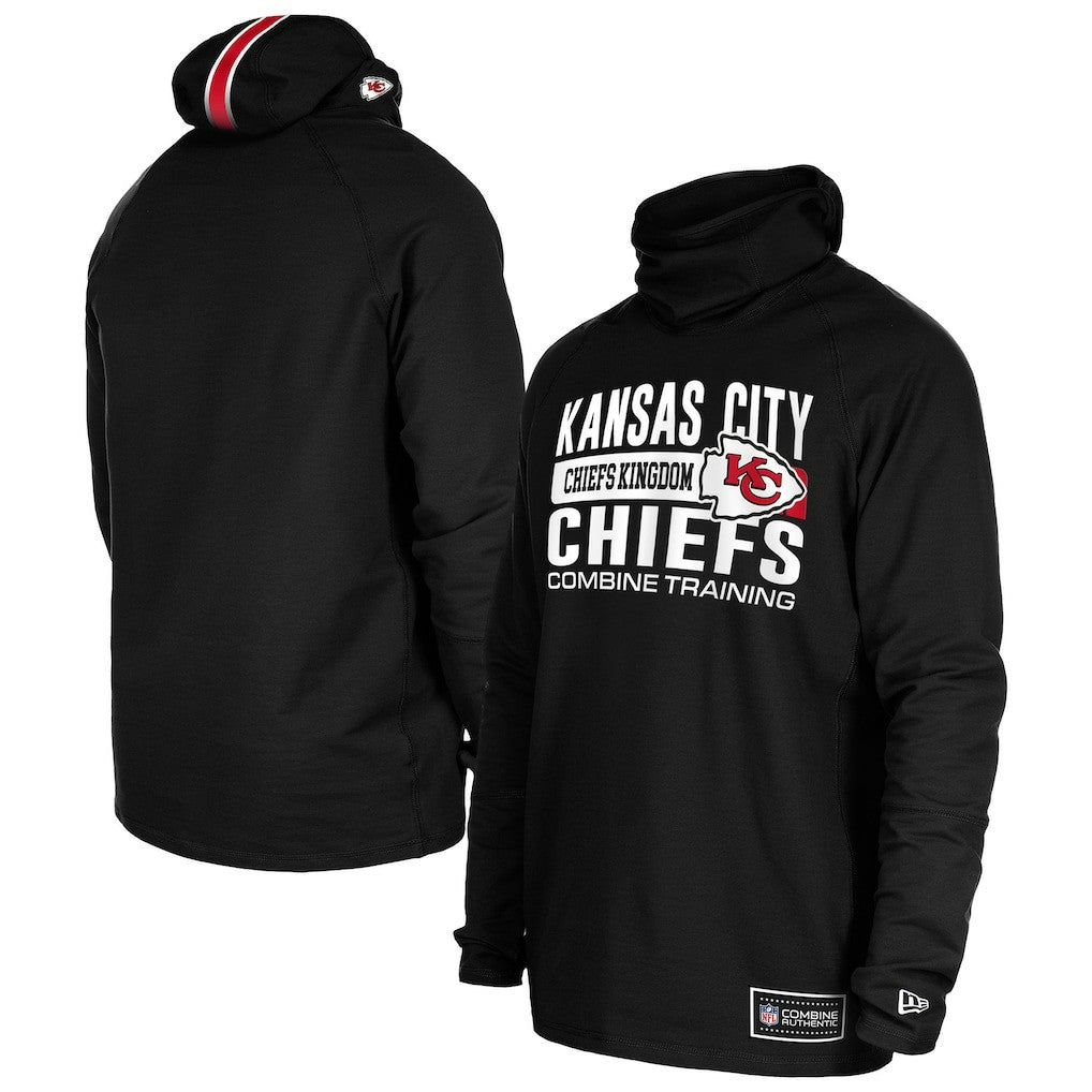 Kansas City Chiefs New Era Functional Fandom Balaclava Helmet Stripe Tri-Blend Hoodie Black | NFL