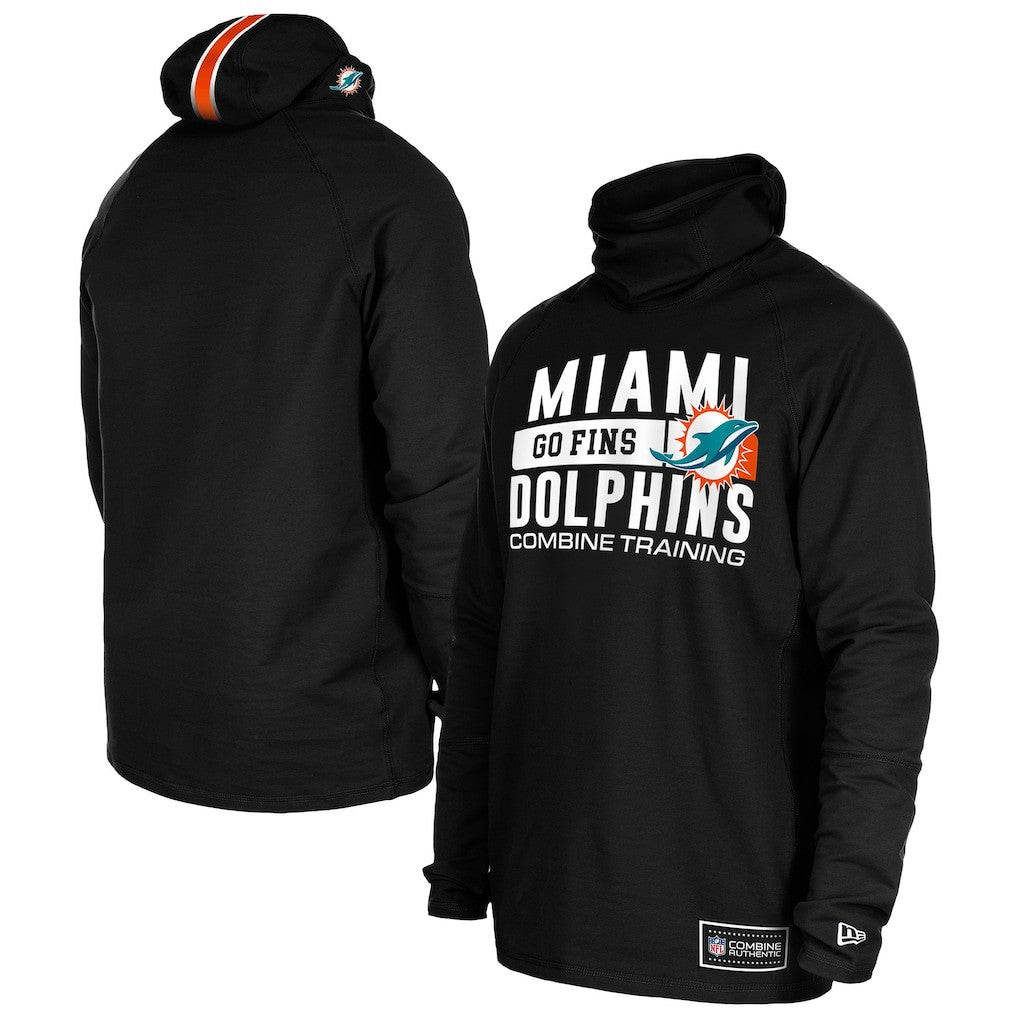 Miami Dolphins New Era Functional Fandom Balaclava Helmet Stripe Tri-Blend Hoodie Black | NFL