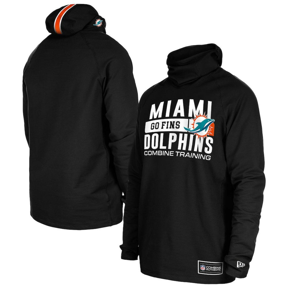 Miami Dolphins New Era Functional Fandom Balaclava Helmet Stripe Tri-Blend Hoodie Black | NFL