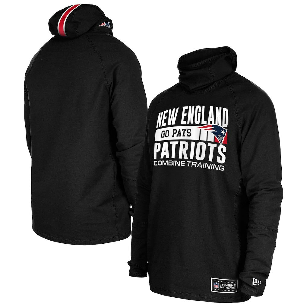 New England Patriots New Era Functional Fandom Balaclava Helmet Stripe Tri-Blend Hoodie Black | NFL