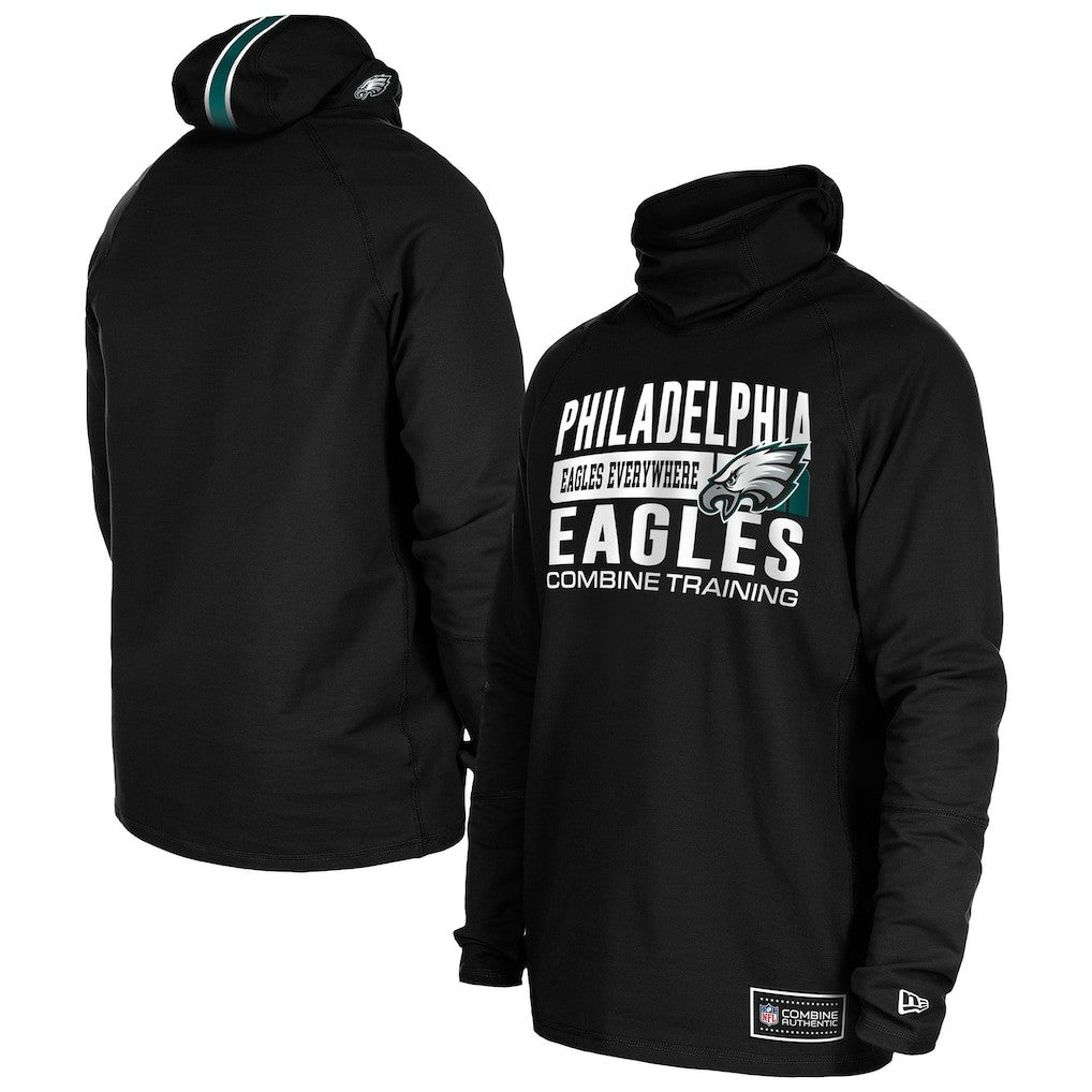 Philadelphia Eagles New Era Functional Fandom Balaclava Helmet Stripe Tri-Blend Hoodie Black | NFL