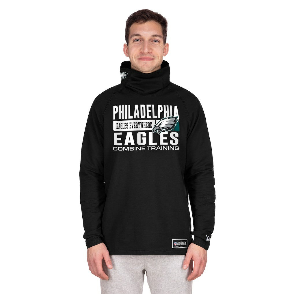 Philadelphia Eagles New Era Functional Fandom Balaclava Helmet Stripe Tri-Blend Hoodie Black | NFL