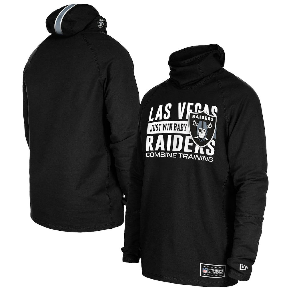 Las Vegas Raiders New Era Functional Fandom Balaclava Helmet Stripe Tri-Blend Hoodie Black | NFL