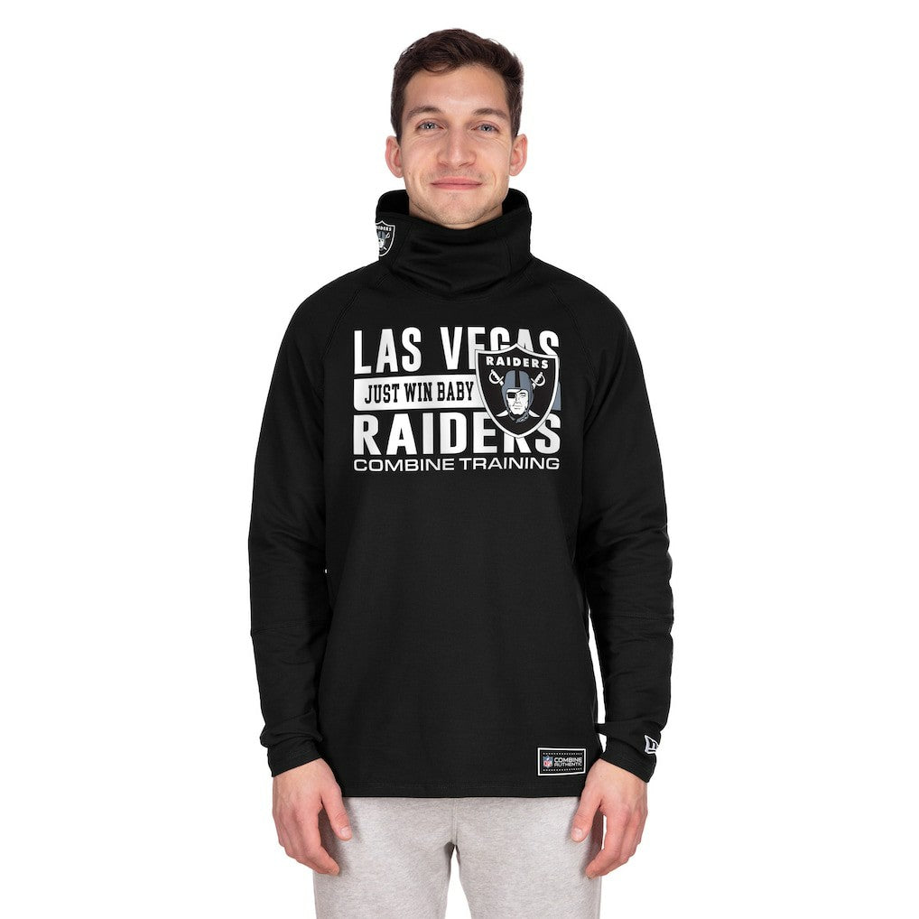 Las Vegas Raiders New Era Functional Fandom Balaclava Helmet Stripe Tri-Blend Hoodie Black | NFL