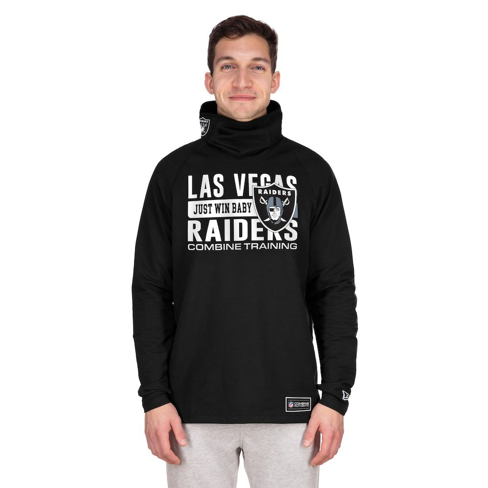 Las Vegas Raiders New Era Functional Fandom Balaclava Helmet Stripe Tri-Blend Hoodie Black | NFL