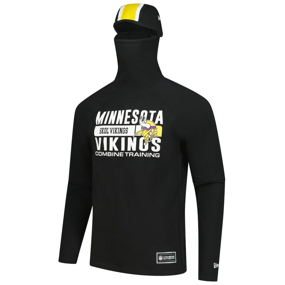 Minnesota Vikings New Era Functional Fandom Balaclava Helmet Stripe Tri-Blend Hoodie Black | NFL