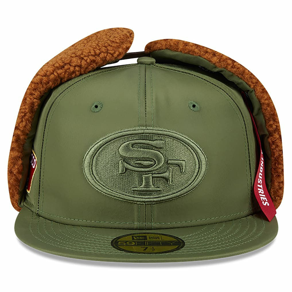 San Francisco 49ers New Era x Alpha Industries Dog Ears 59FIFTY Fitted Hat Olive | NFL