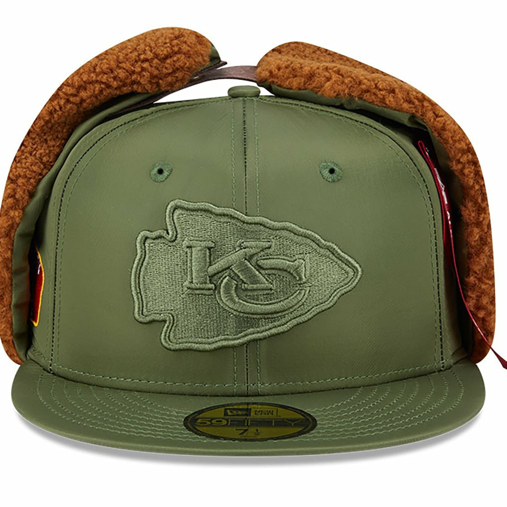 Kansas City Chiefs New Era x Alpha Industries Dog Ears 59FIFTY Fitted Hat Olive | NFL