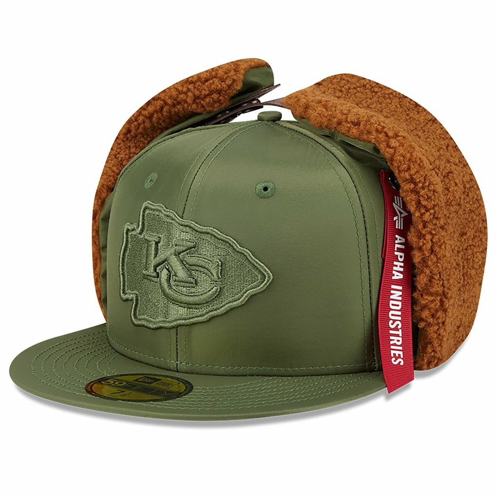Kansas City Chiefs New Era x Alpha Industries Dog Ears 59FIFTY Fitted Hat Olive | NFL