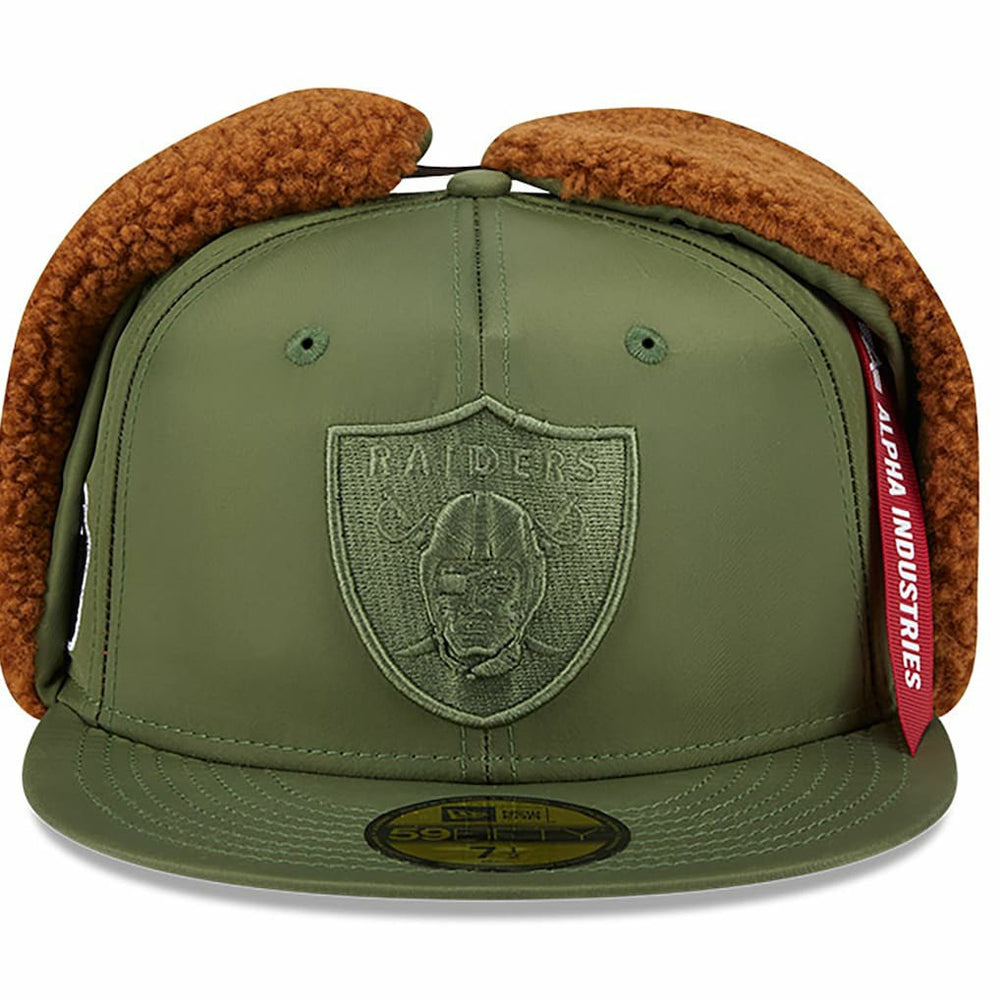 Las Vegas Raiders New Era x Alpha Industries Dog Ears 59FIFTY Fitted Hat Olive | NFL