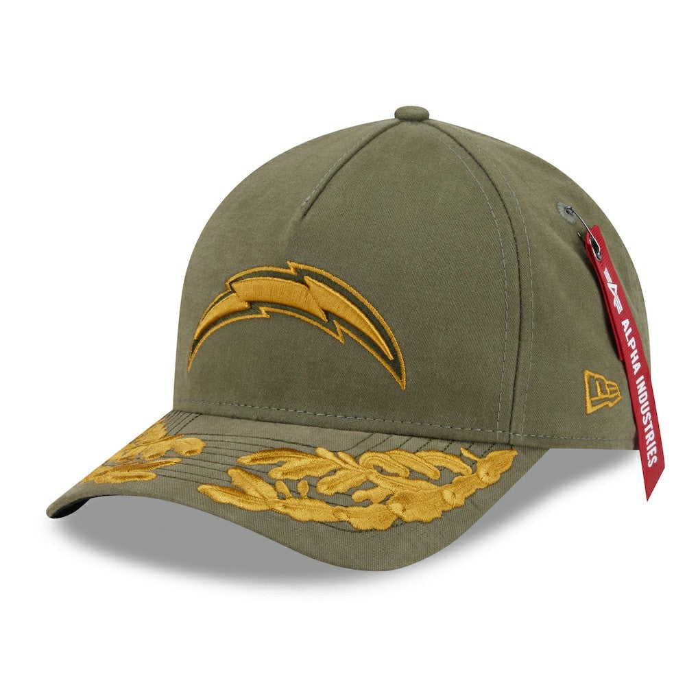 Los Angeles Chargers New Era x Alpha Industries A-Frame 9FORTY Adjustable Hat Olive | NFL