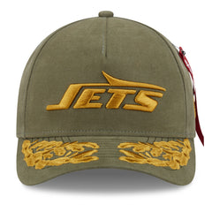 New York Jets New Era x Alpha Industries A-Frame 9FORTY Adjustable Hat Olive | NFL