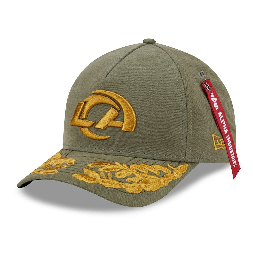 Los Angeles Rams New Era x Alpha Industries A-Frame 9FORTY Adjustable Hat Olive | NFL