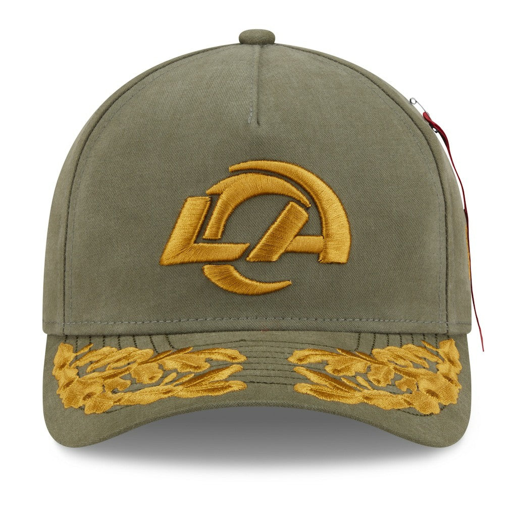 Los Angeles Rams New Era x Alpha Industries A-Frame 9FORTY Adjustable Hat Olive | NFL