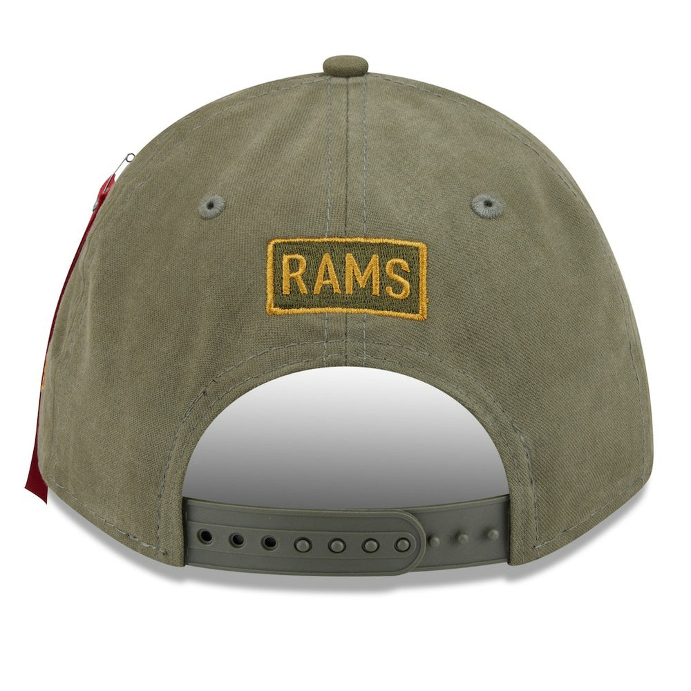 Los Angeles Rams New Era x Alpha Industries A-Frame 9FORTY Adjustable Hat Olive | NFL